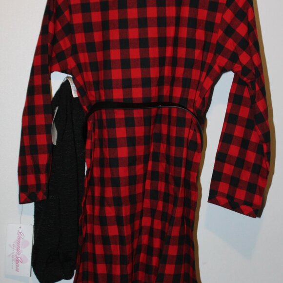 Bonnie Jean Christmas Girl's Shirt Dress, Belt & Infinity Scarf (NWT/Size 12) - Picture 5 of 7